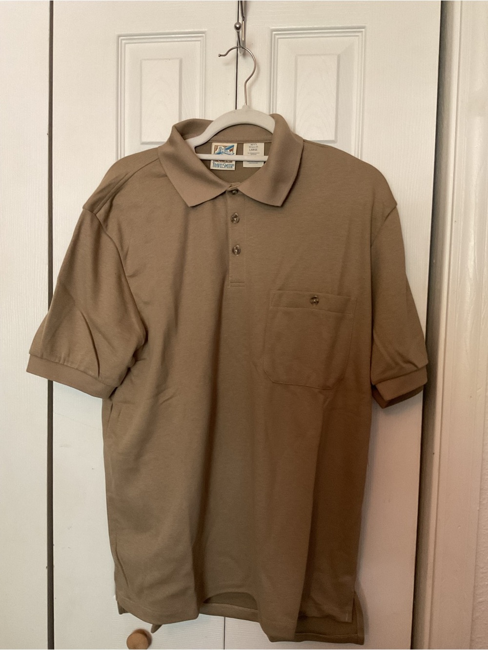 Travelsmith Polo Shirt Men’s Size Large Khaki Short Sleeve New